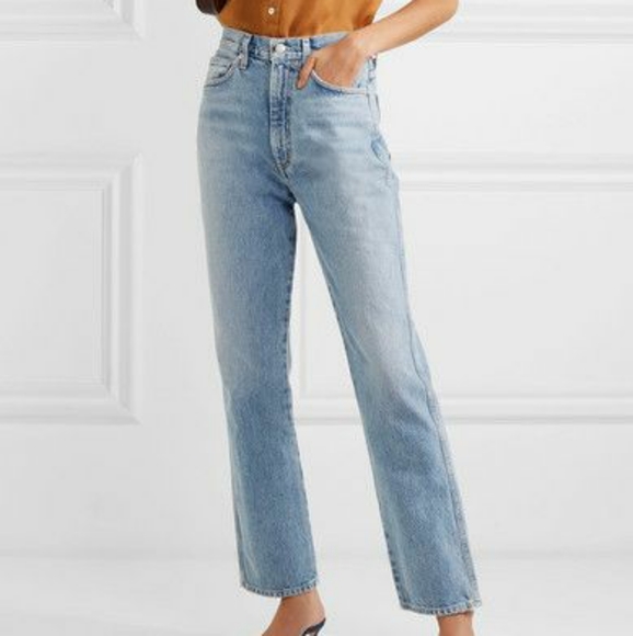 agolde high rise kick pinch waist jeans impression
